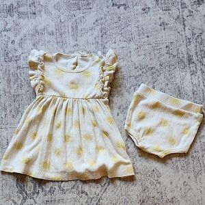 Kate Quinn Cream and Yellow Sun Pattern Dress with Bloomers